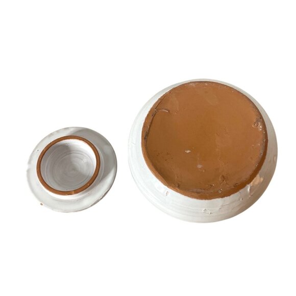 Vtg Hand-Painted French Rose Pottery Bowl with Lid Made in France White & Pink - Picture 6 of 10